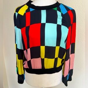 Alice & Olivia Md Calvin color block  multi pullover Elizabeth Banks blouse